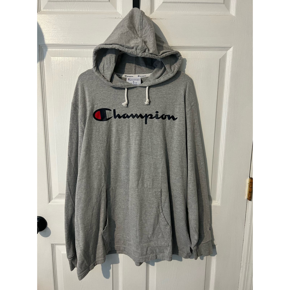Unisex‎ CHAMPION Athletic Gray Long Sleeve Drawstring Hoodie Size X Large